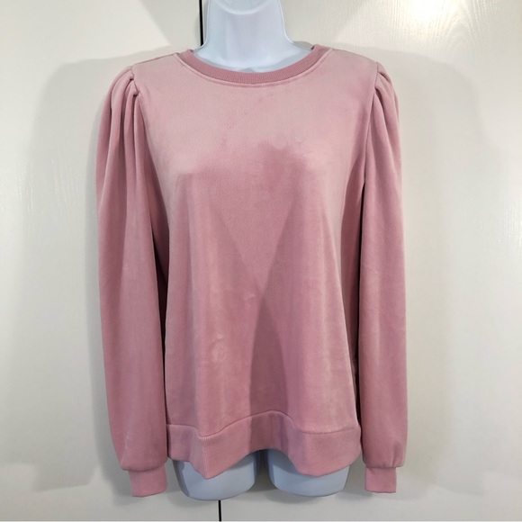 NWOT- REVOLVE- 1.STATE Rose Pink Velour Sweatshirt Style Top. Size L - Picture 1 of 9